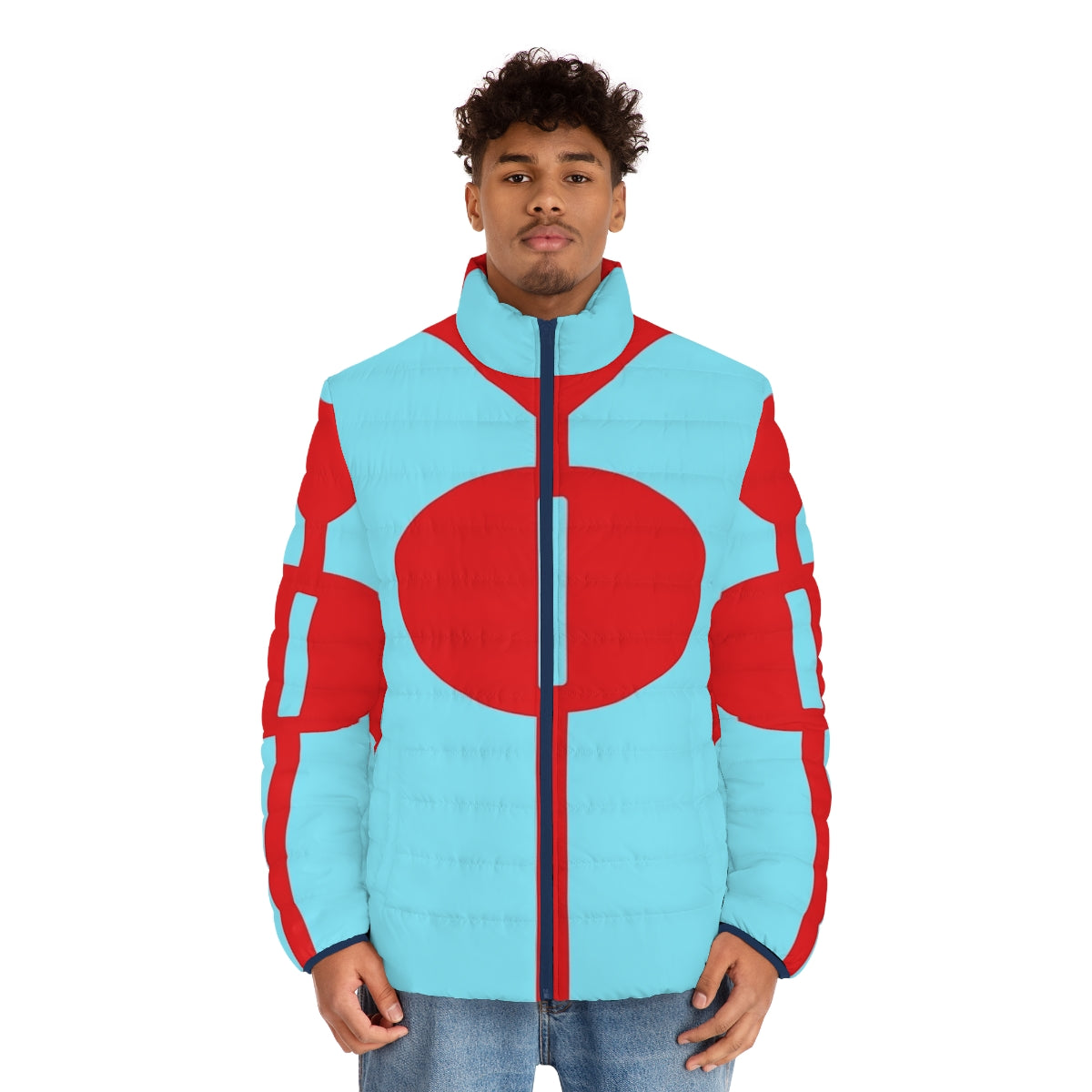 Superhero Invincible Puffer Jacket featuring Omni Man design - men front