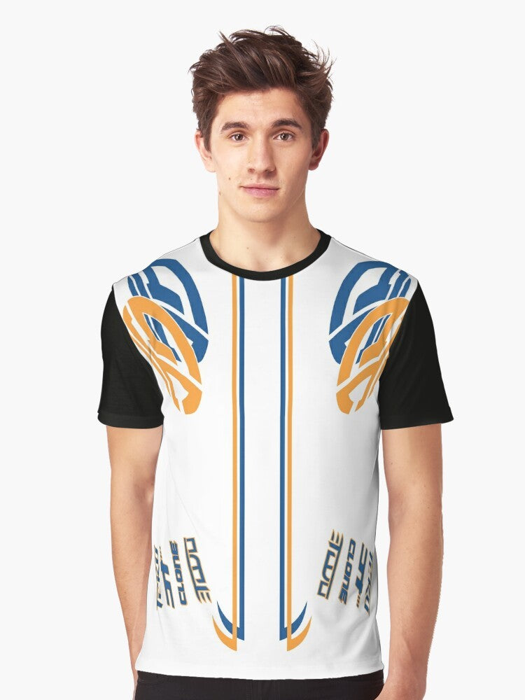 Bassline graphic t-shirt featuring hot wheels acceleracers characters and symbols - Men