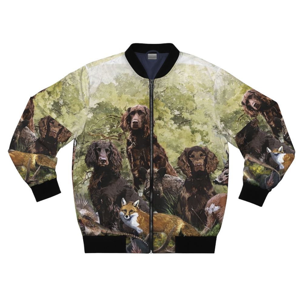 Bomber jacket featuring a German Spaniel (Wachtelhund), a versatile hunting dog breed