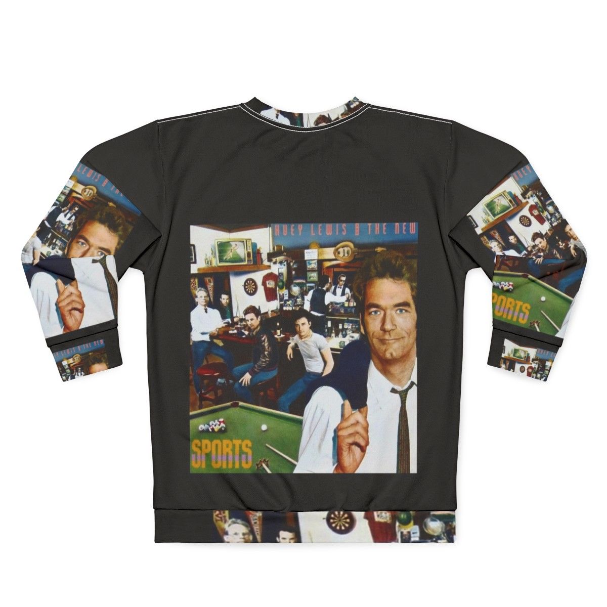 Retro Huey Lewis and the News Sweatshirt with 80s Music Vector Art - Back