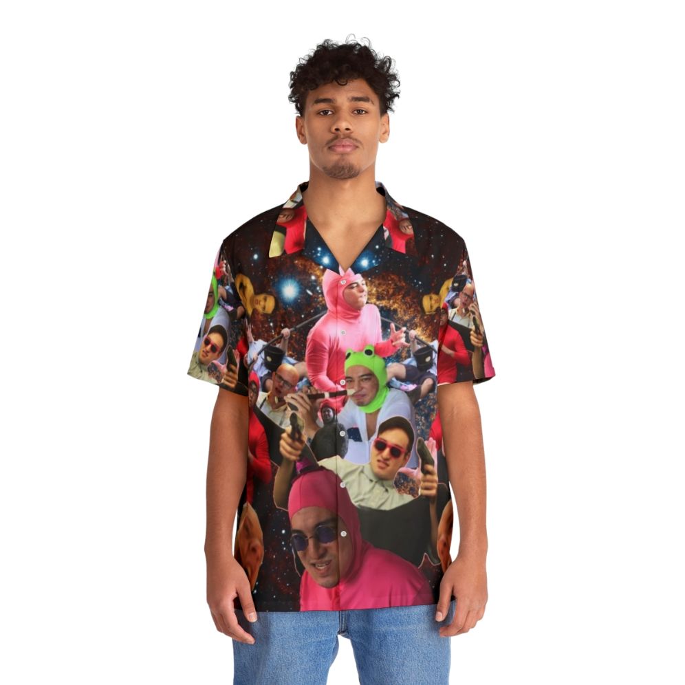 Filthy Frank Hawaiian Shirt with Vibrant Galaxy Print - People Front