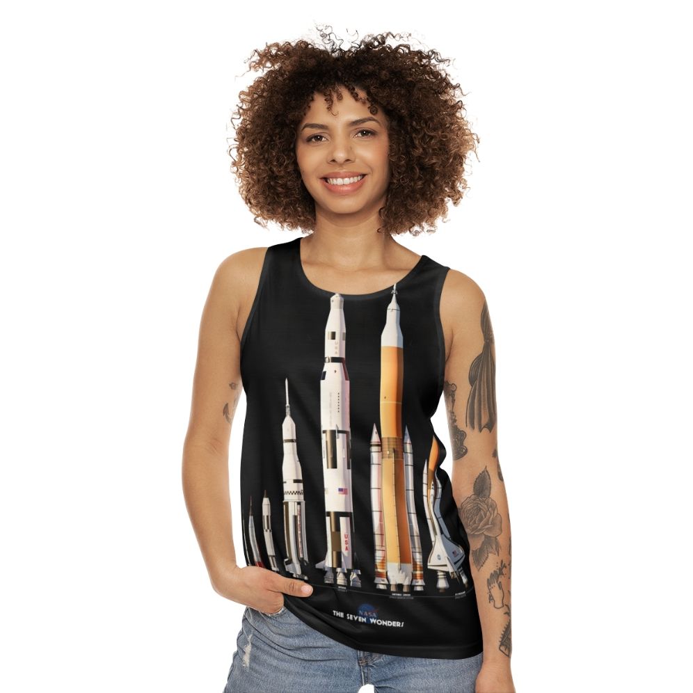 Nasa Rockets Black Background Unisex Tank Top - women