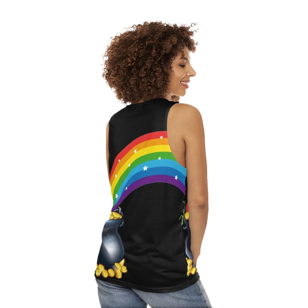 Unisex pot of gold at the end of the rainbow tank top - women back