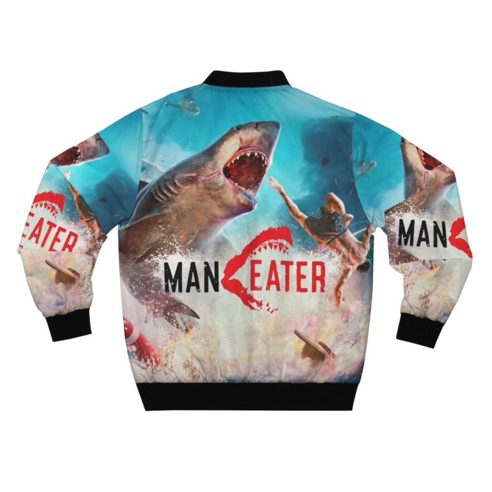 Shark hunter bomber jacket with maneater game and nature design - Back