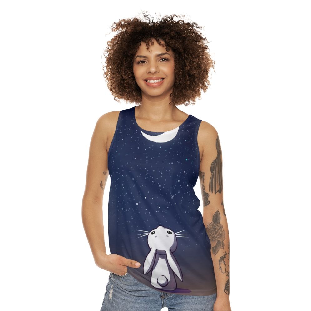 Magical moon bunny unisex fantasy tank top - women