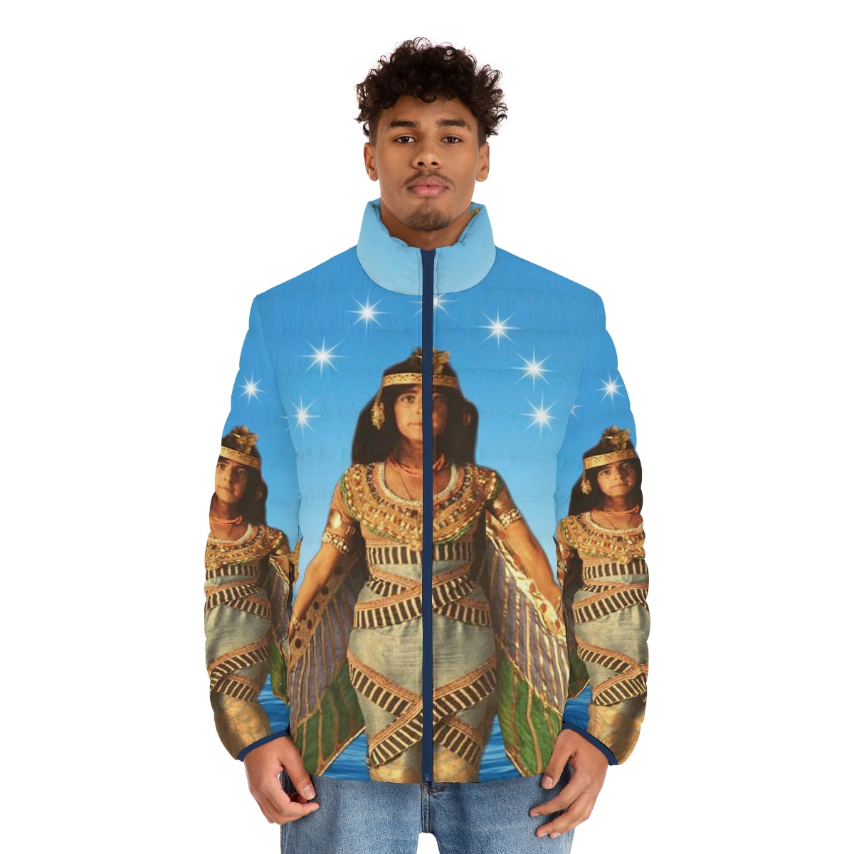 Priestess puffer jacket with nature-inspired colorful design - men front