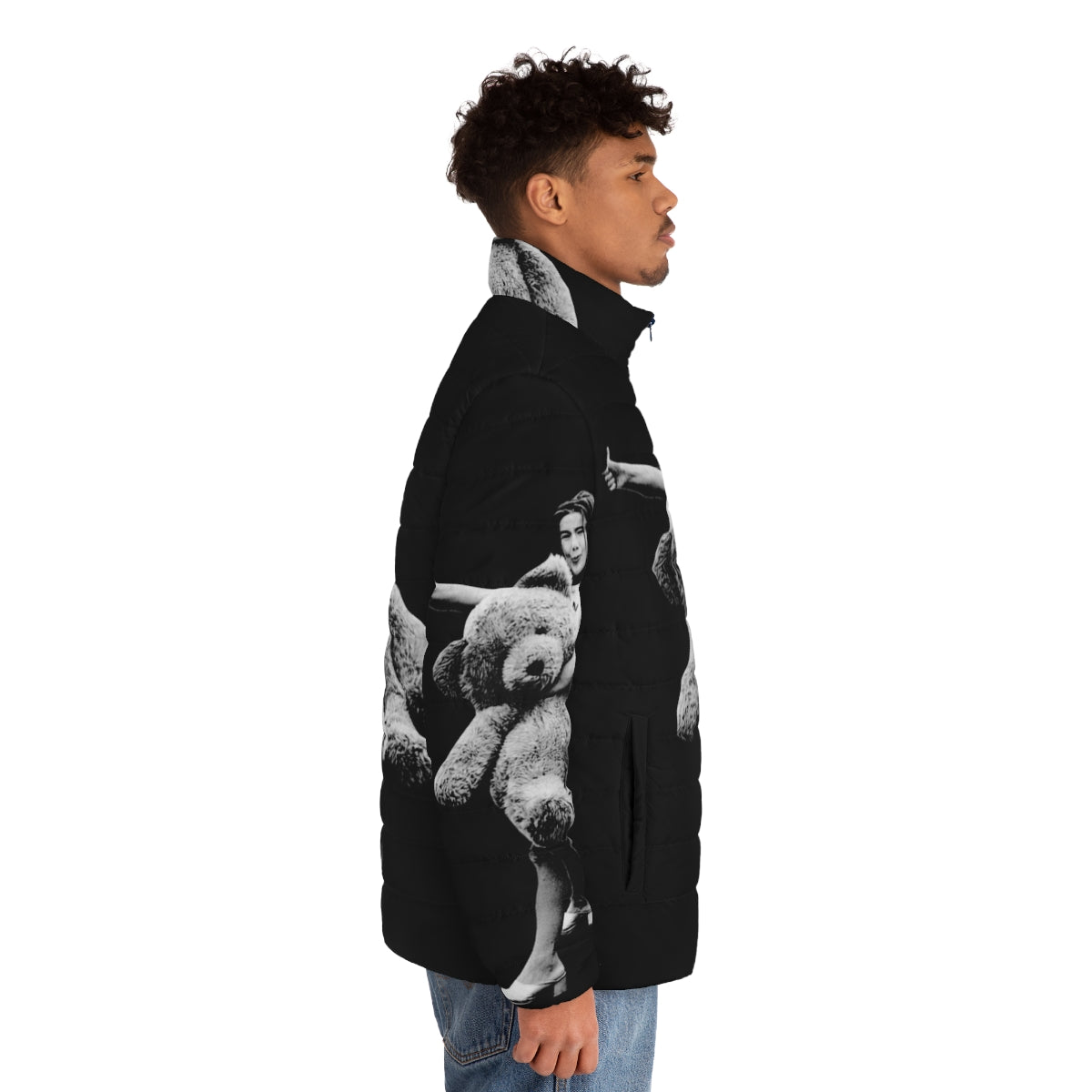 Bjork inspired teddy bear puffer jacket in oversized fit - men side right