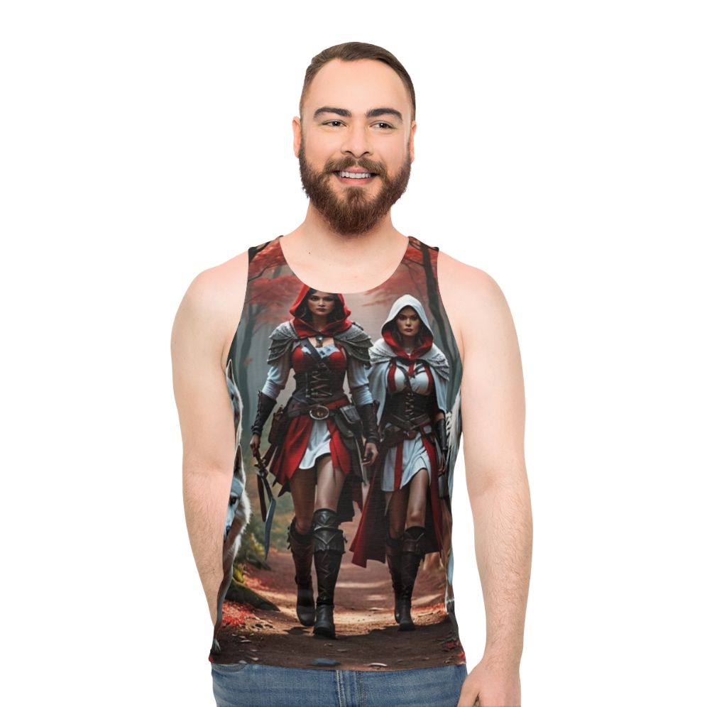 Unisex wolf print tank top - men