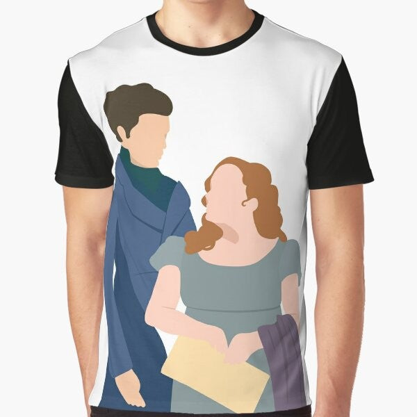 Minimalist portraits of Bridgerton characters Colin and Penelope in a romantic, abstract design.