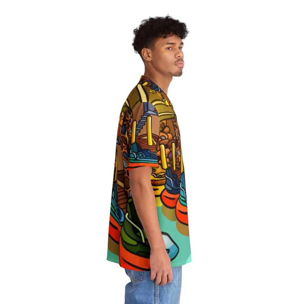 Bumper Boats Hawaiian Shirt featuring a scary shark design - People Pight