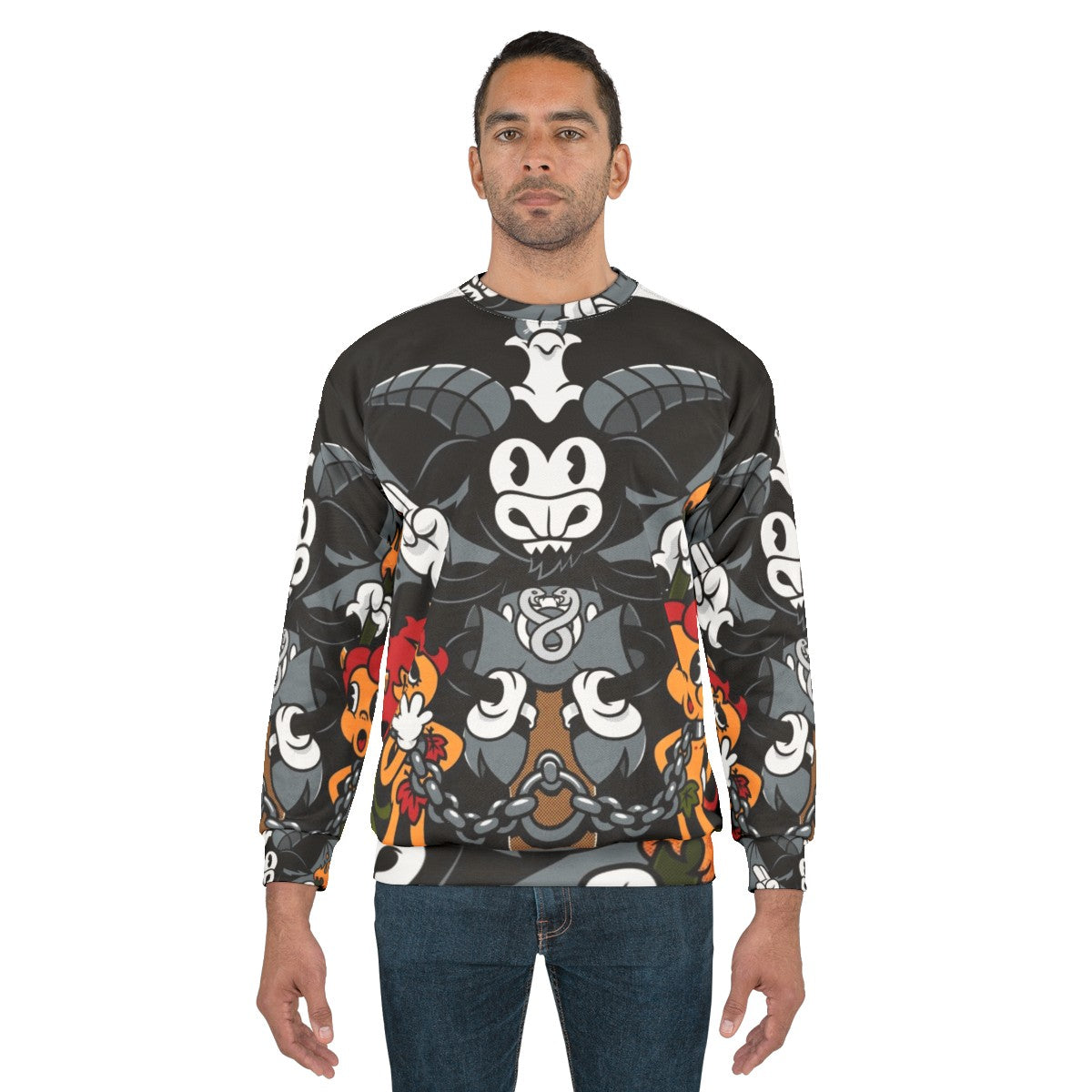 Devil tarot card Baphomet occult gothic sweatshirt - men