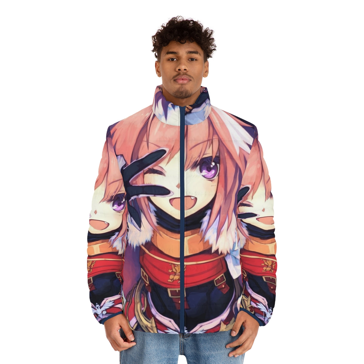 Astolfo Fate Series Puffer Jacket - Anime Inspired Outerwear - men front