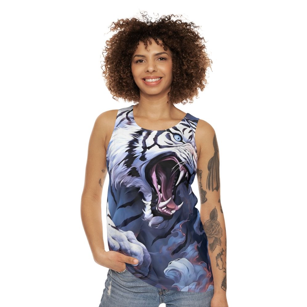 White tiger legendary animal unisex tank top - women