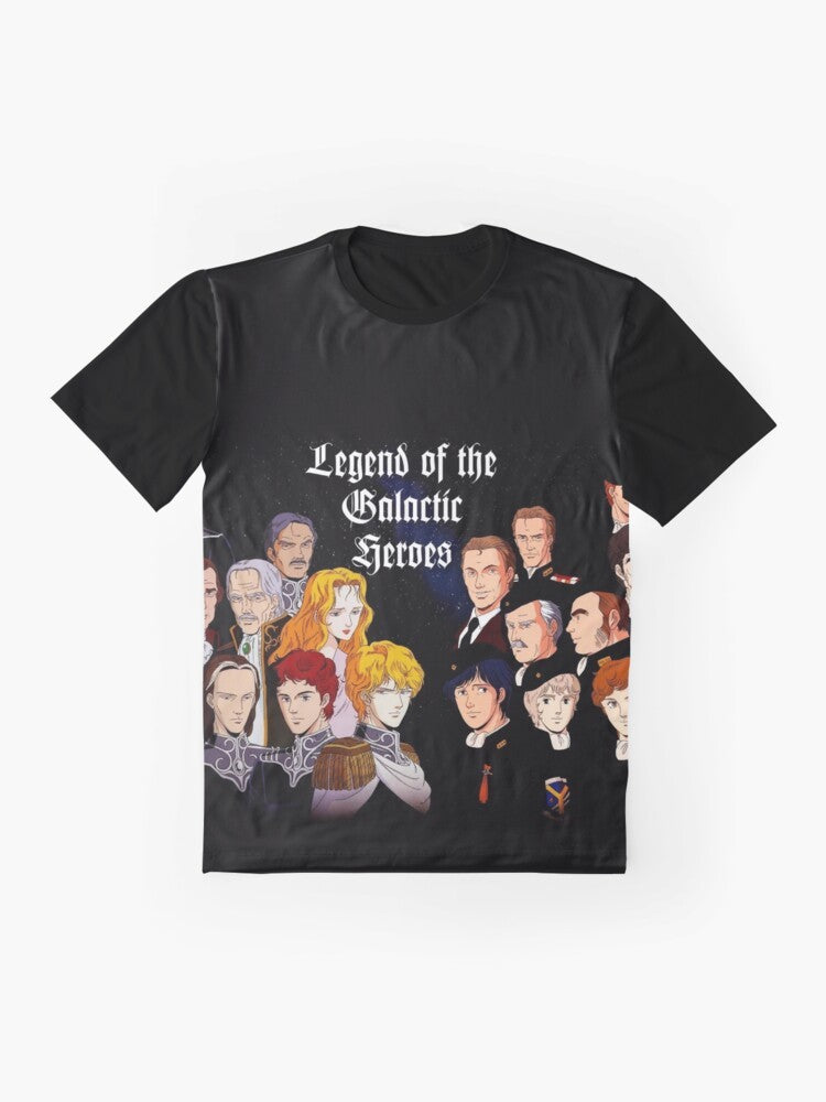 Ginga Eiyuu Densetsu (Legend of the Galactic Heroes) anime and manga inspired graphic t-shirt featuring the legendary heroes of the Galactic Empire. - Flat lay