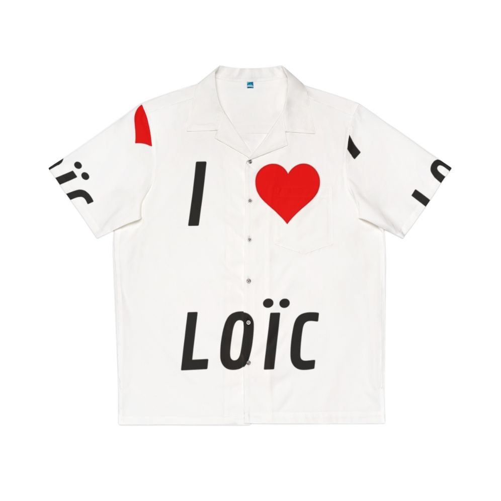 Vibrant Hawaiian shirt with "I Love Loïc" design