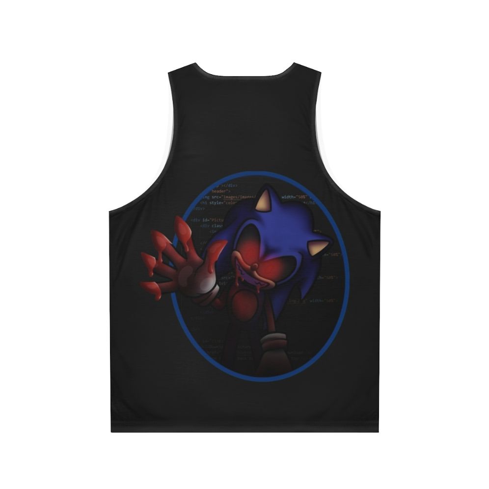 Spooky horror unisex tank top with video game character design - Back