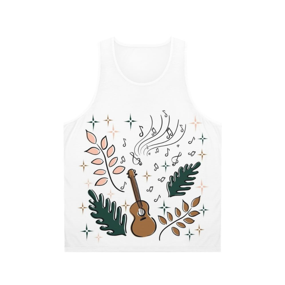 Unisex ukulele tank top with nature-inspired design