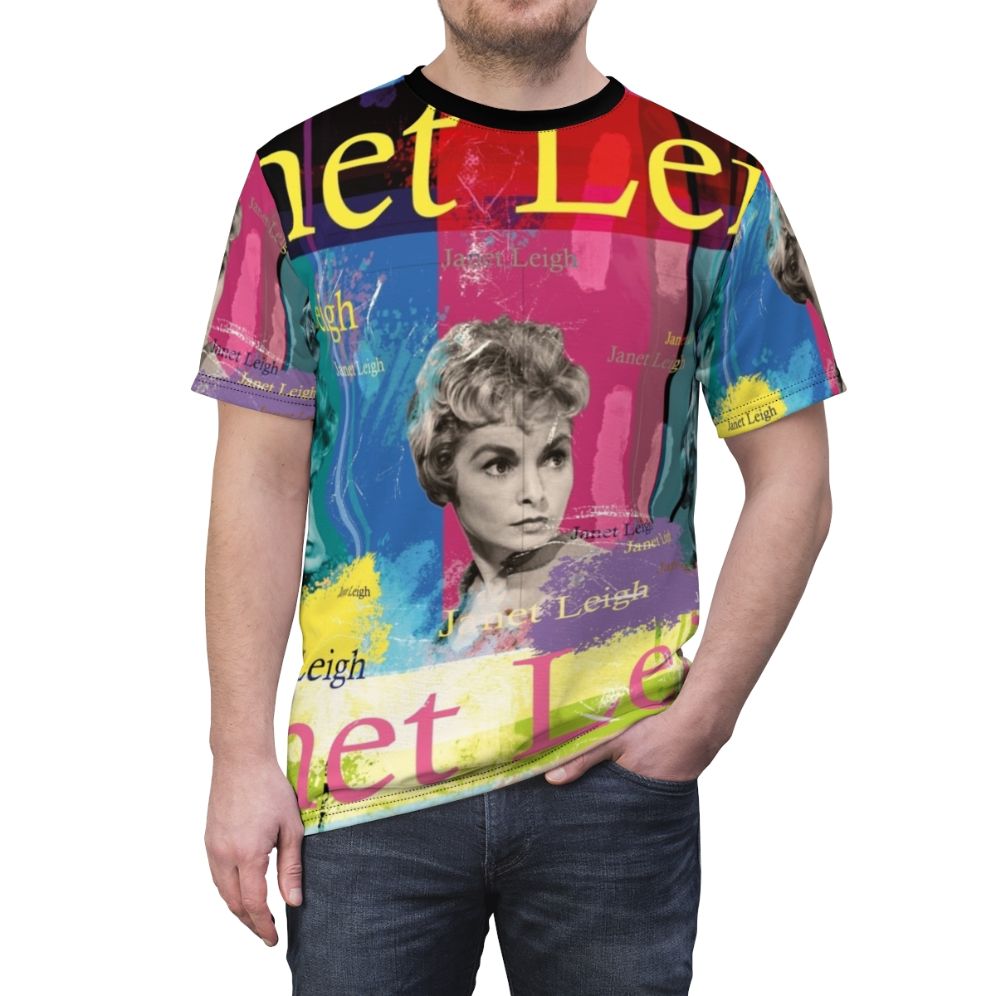 Vintage-inspired portrait of actress Janet Leigh on a high-quality t-shirt - men front