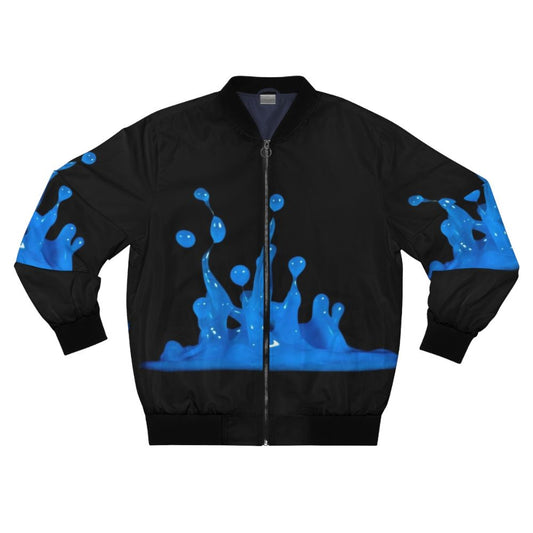 Blue abstract water splash bomber jacket