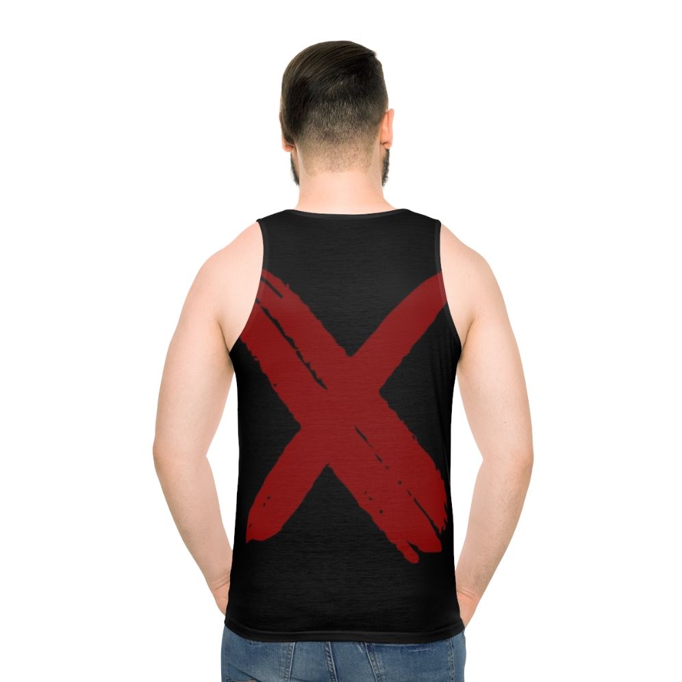 Unisex red cross graphic tank top - men back