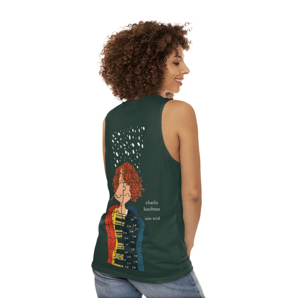 "I M Thinking Of Ending Things Minimal Poster Unisex Tank Top" - women back