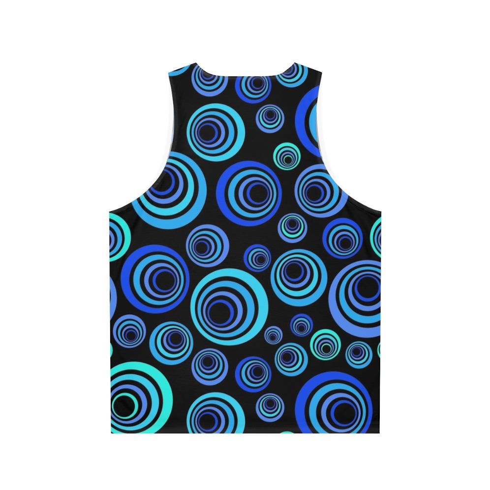 Retro blue unisex tank top with pop art pattern design - Back