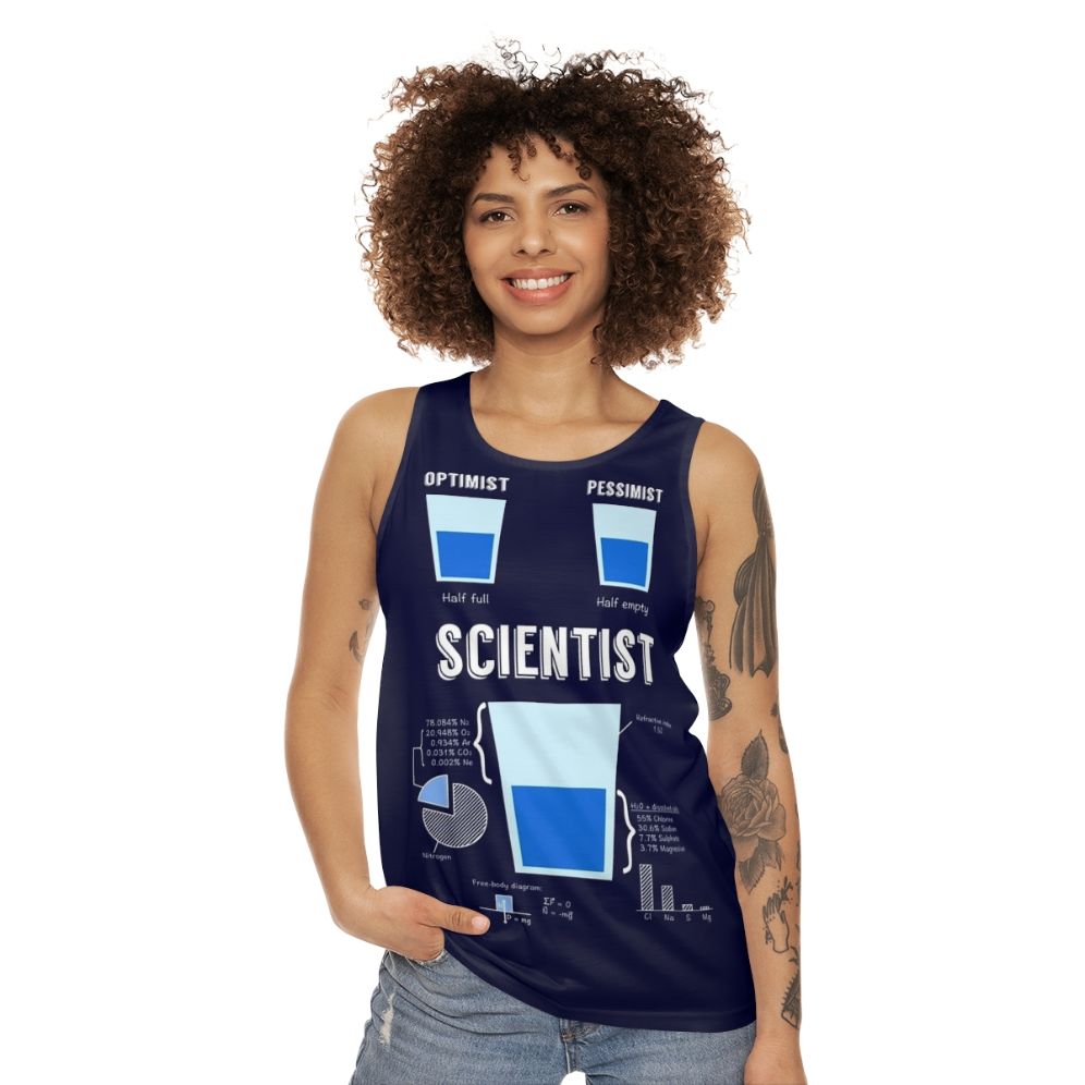 Optimist Pessimist Scientist Funny Science Unisex Tank Top - women