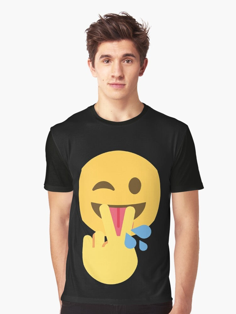 Funny graphic t-shirt with sexual sayings and emoji - Men