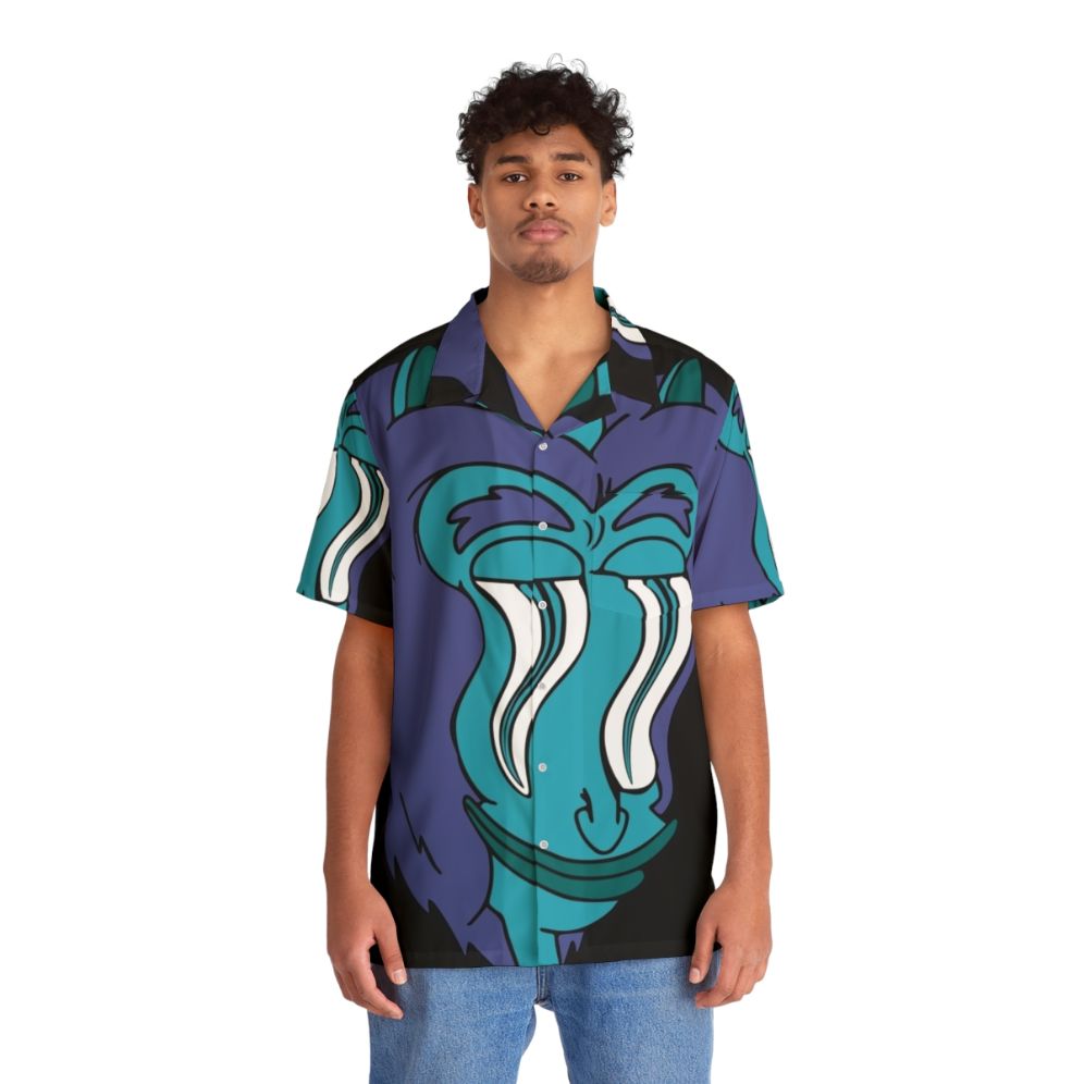 Big Mouth Hormone Monster Hawaiian Shirt with Cartoon Artwork - People Front