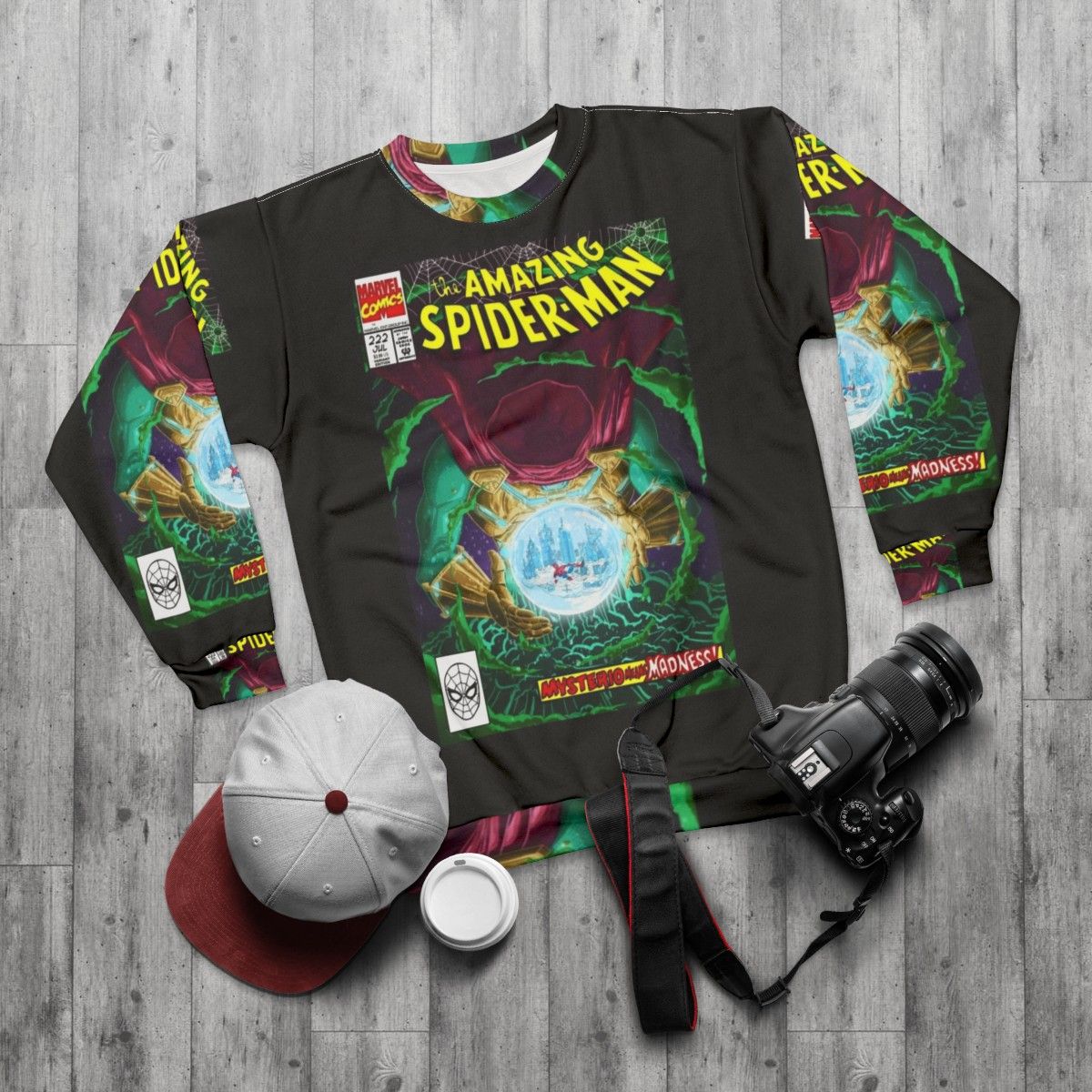 Marvel's Mysterio Means Madness Spiderman Sweatshirt - flat lay