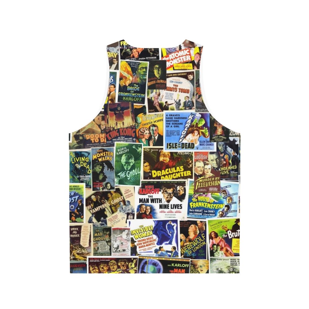 Vintage horror unisex tank top with classic monster movie graphics - Back