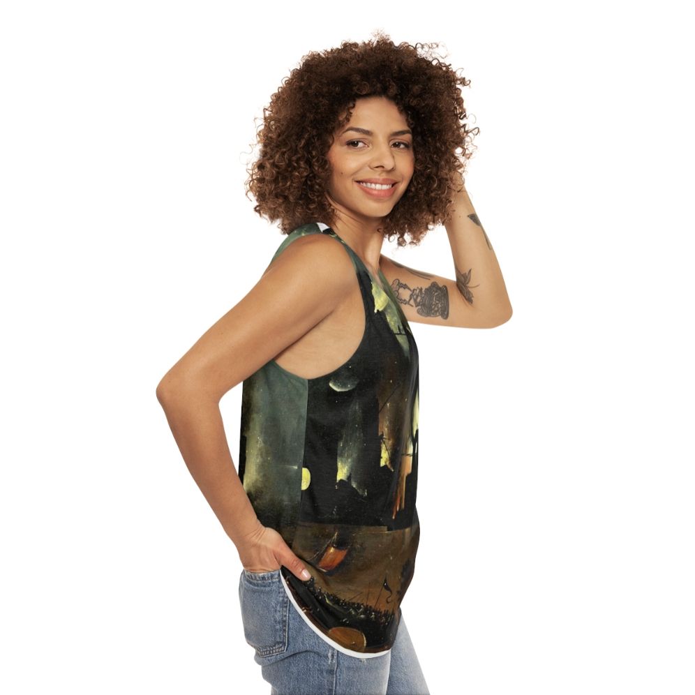 Hieronymus Bosch inspired unisex tank top with hellish imagery - women side