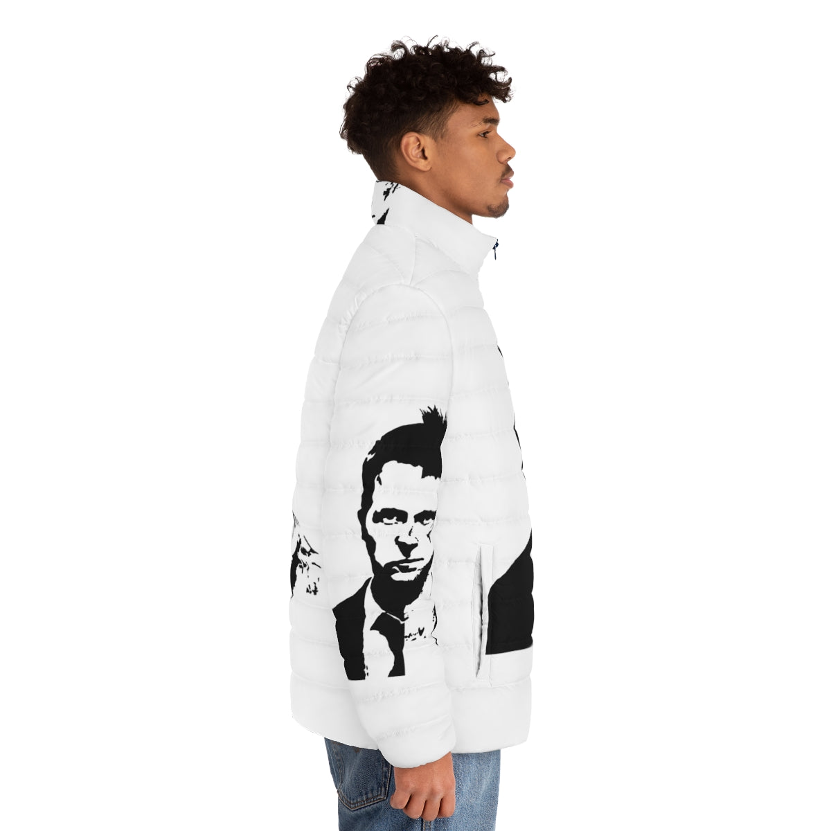 Fight Club Inspired Puffer Jacket featuring Edward Norton and Bradd Pitt - men side right