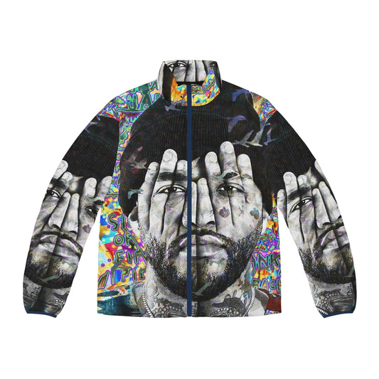 Joyner Lucas Portrait Puffer Jacket featuring the iconic rapper's portrait