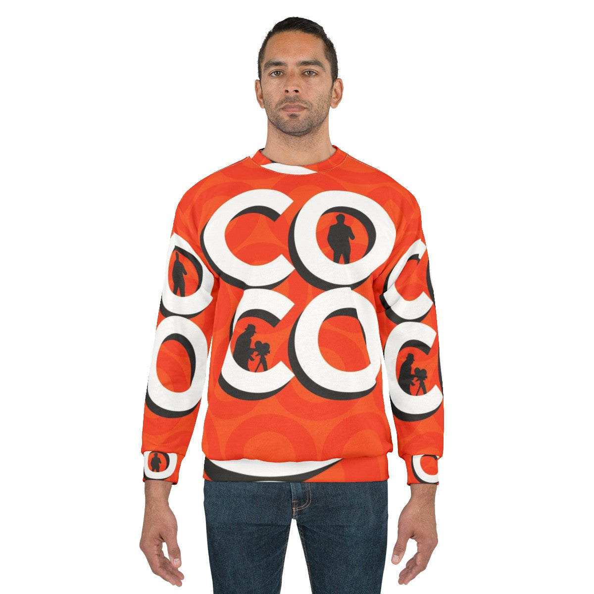 Coco Typography Silhouette Sweatshirt featuring Conan O'Brien's iconic design - men