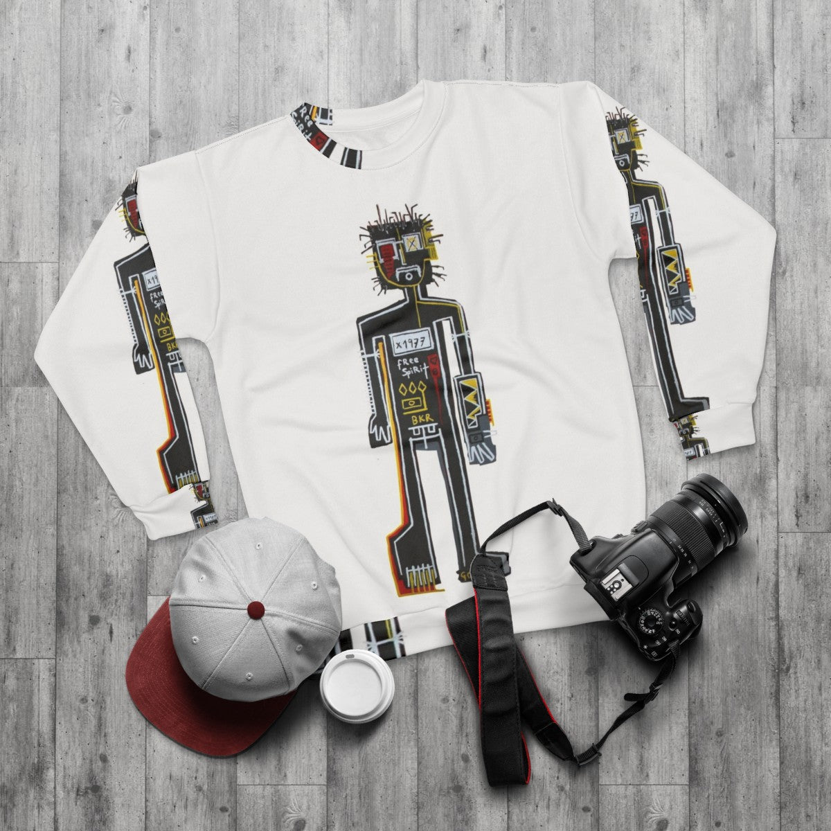 Abstract Expressionist 'The Player' Sweatshirt - flat lay