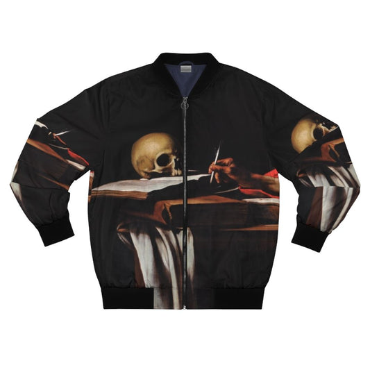 Bomber jacket featuring Michelangelo's painting of Saint Jerome in the baroque style