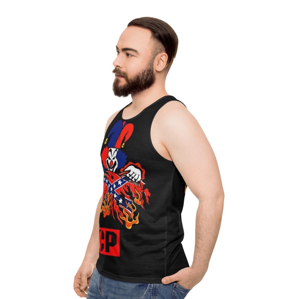 Psychopathic Vault Rebel Flag Unisex Tank Top with Colorful, Retro, and Animal Print Designs - men side