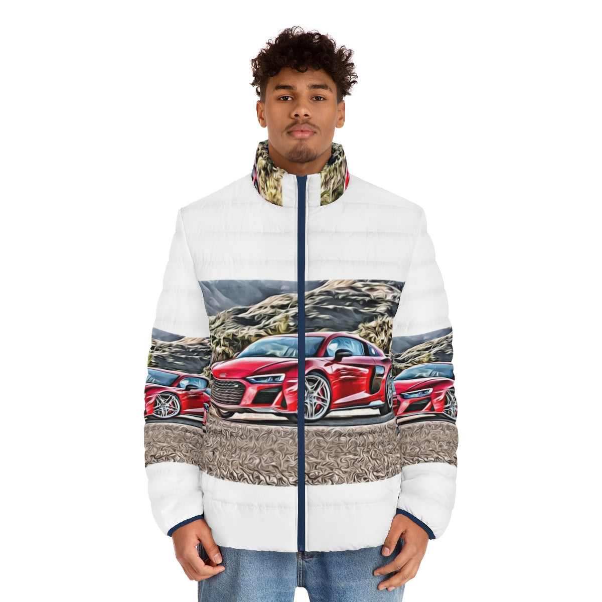 Audi R8 Puffer Jacket - Supercar-inspired winter apparel with cool design - men front