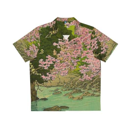 Vintage-style Hawaiian shirt with nature landscape design