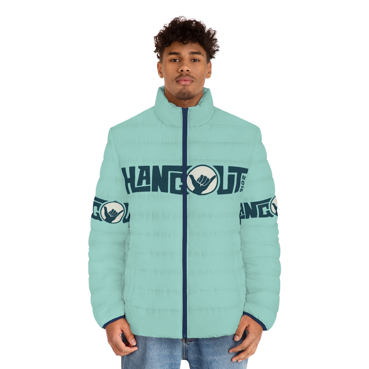 Hangout Music Festival Blue Puffer Jacket - men front