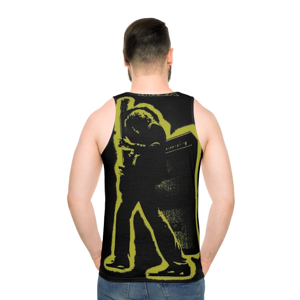 Unisex tank top featuring the album cover artwork of Electric Warrior - men back