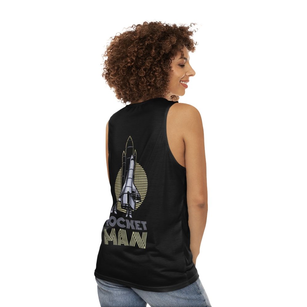 Retro Elton John "Rocket Man" Unisex Tank Top - women back