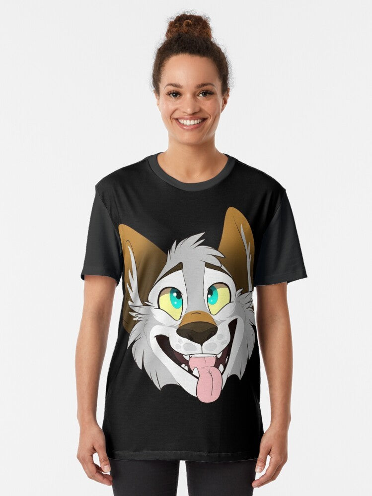 Smiling cartoon wolf graphic on a t-shirt - Women