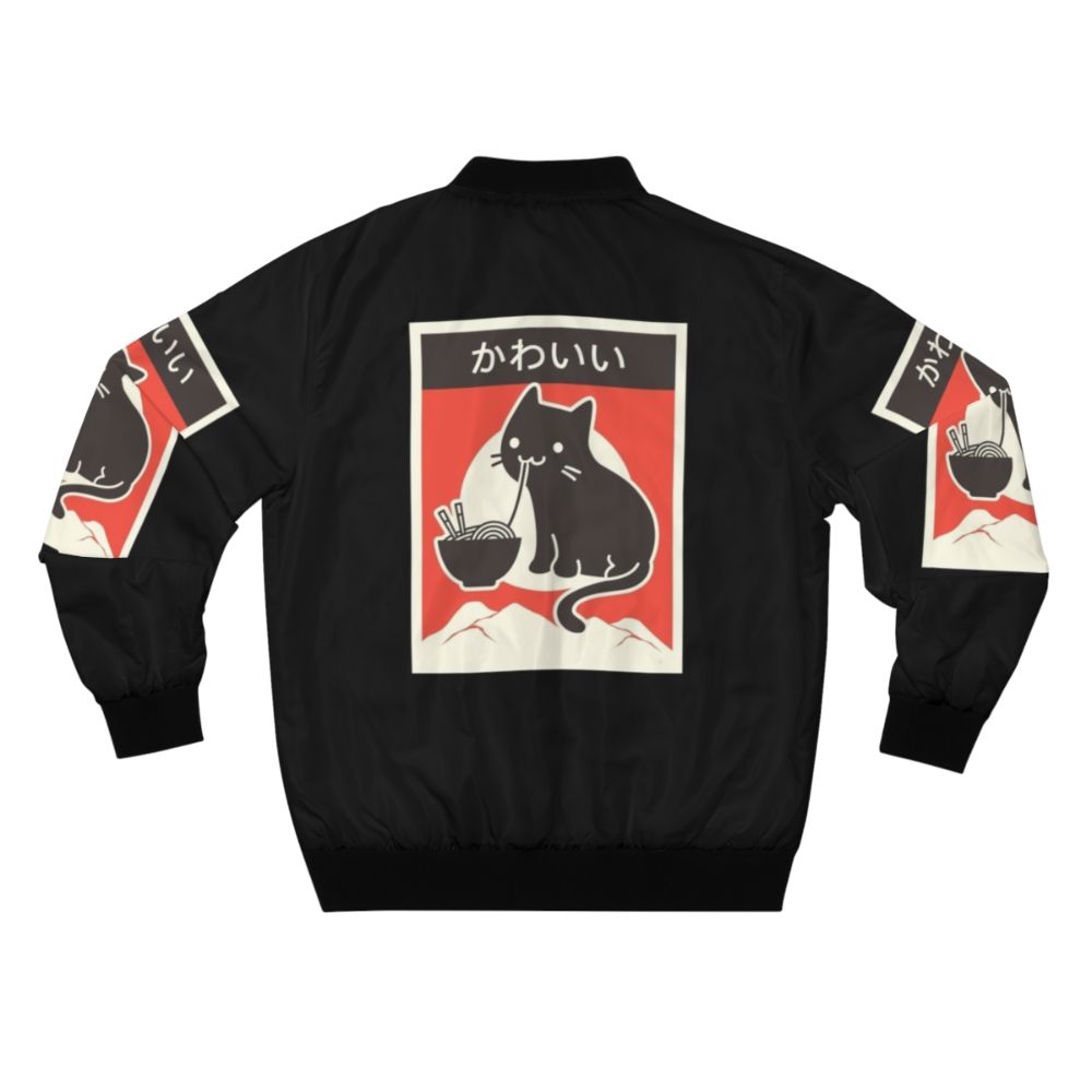 Vintage-style kawaii ramen bomber jacket with Japanese anime-inspired design - Back