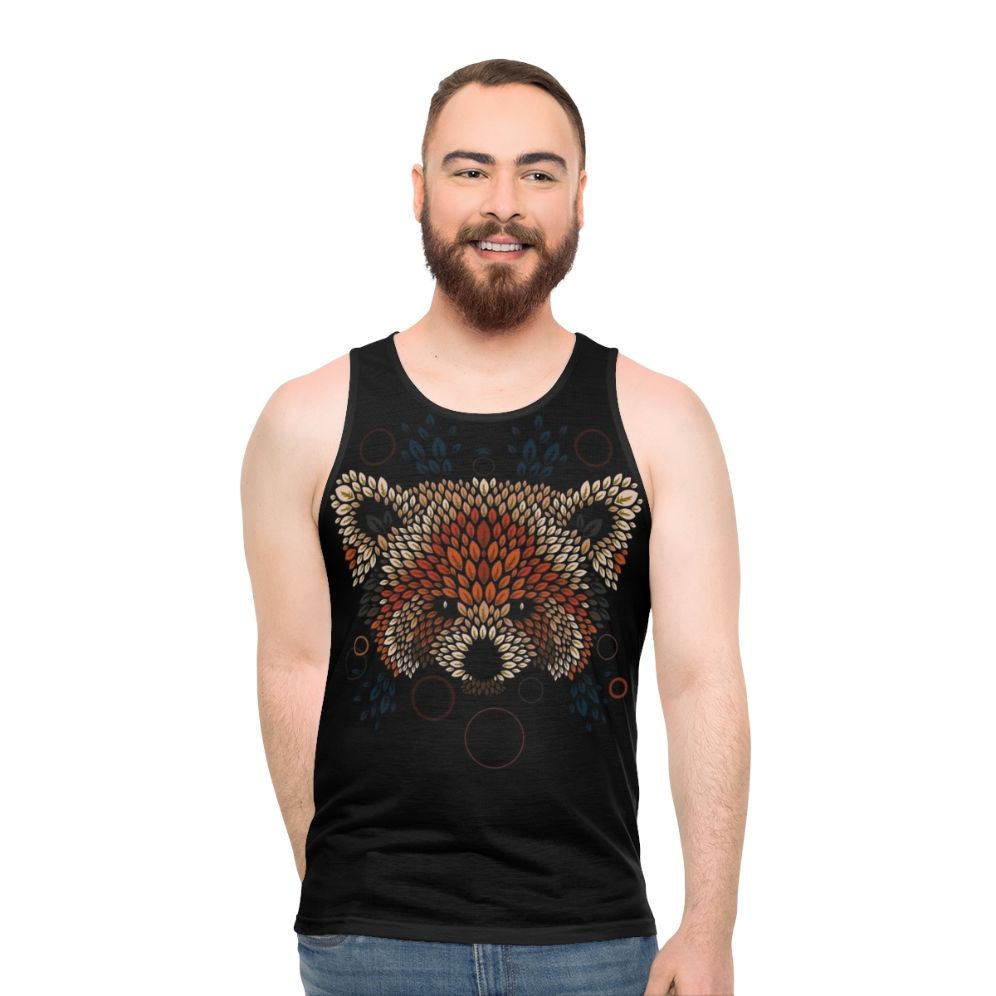 Red panda face printed on a unisex tank top - men