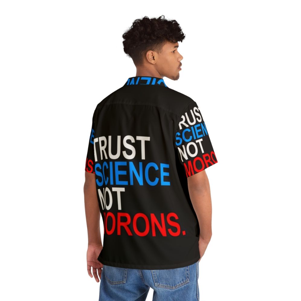 Patriotic Hawaiian shirt with "Trust Science Not Morons" message - People Back