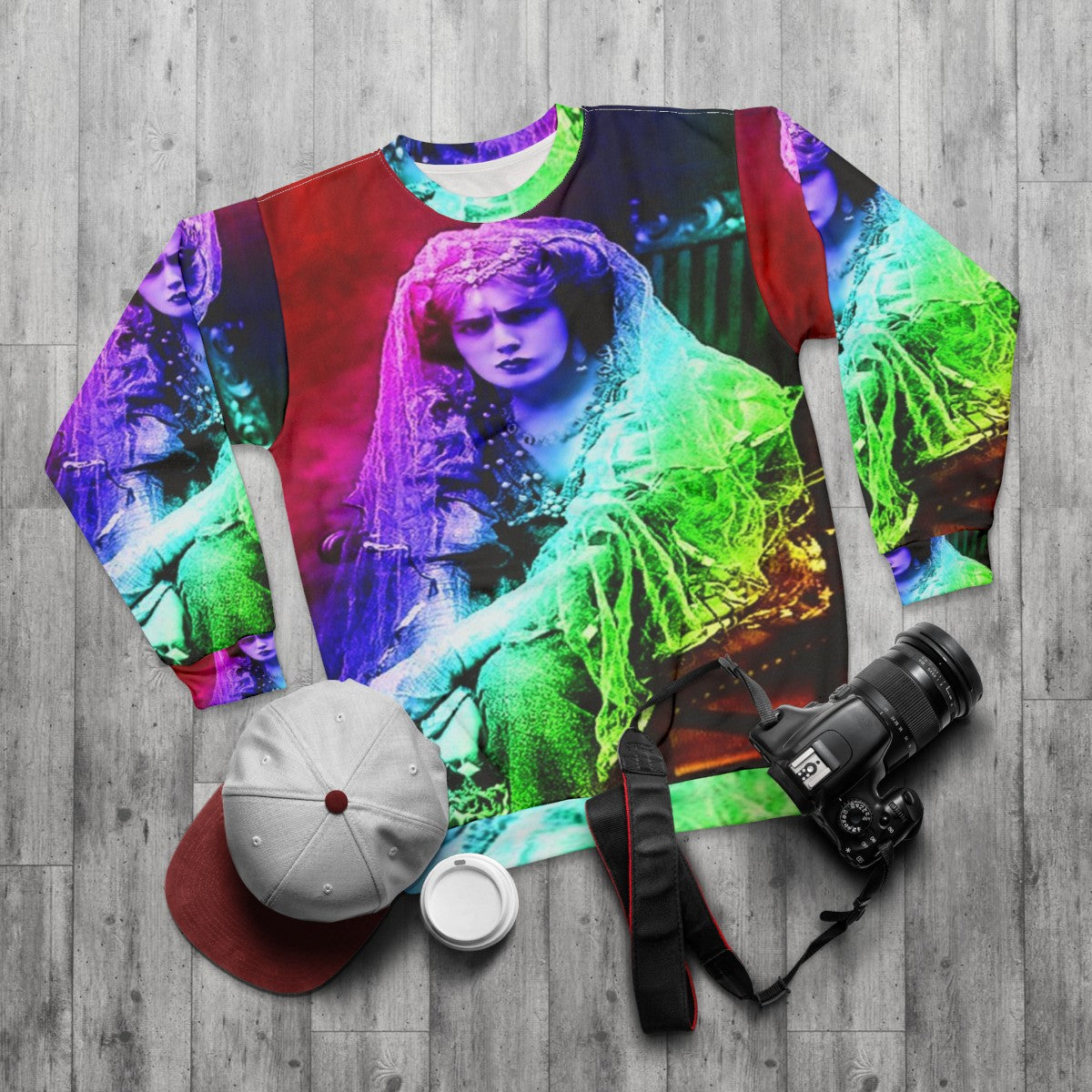 Vampire Sweatshirt with Enchanting Gothic Fantasy Design - flat lay