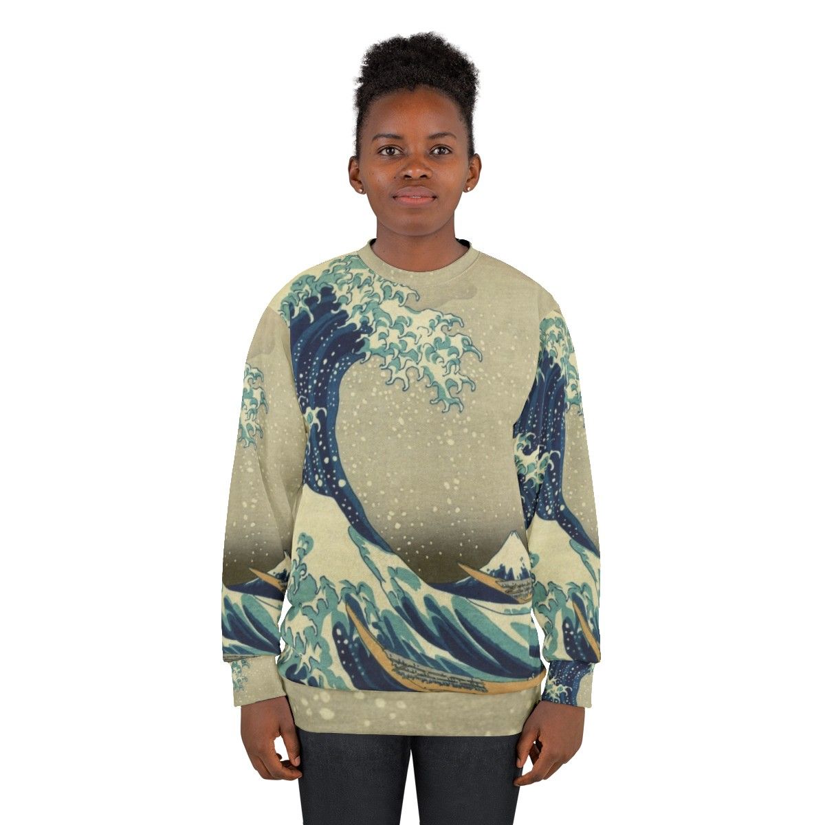 Kanagawa Wave Sweatshirt - Hokusai inspired wave art design - women