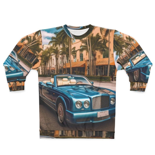 Luxurious Bentley Azure Convertible Sweatshirt with palm trees in the background